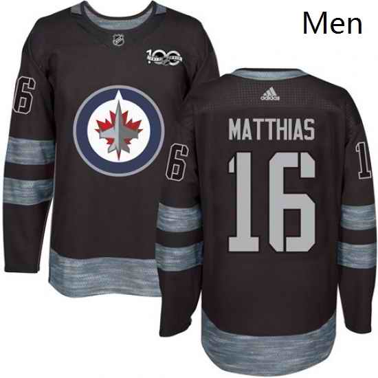 Mens Adidas Winnipeg Jets 16 Shawn Matthias Authentic Black 1917 2017 100th Anniversary NHL Jersey